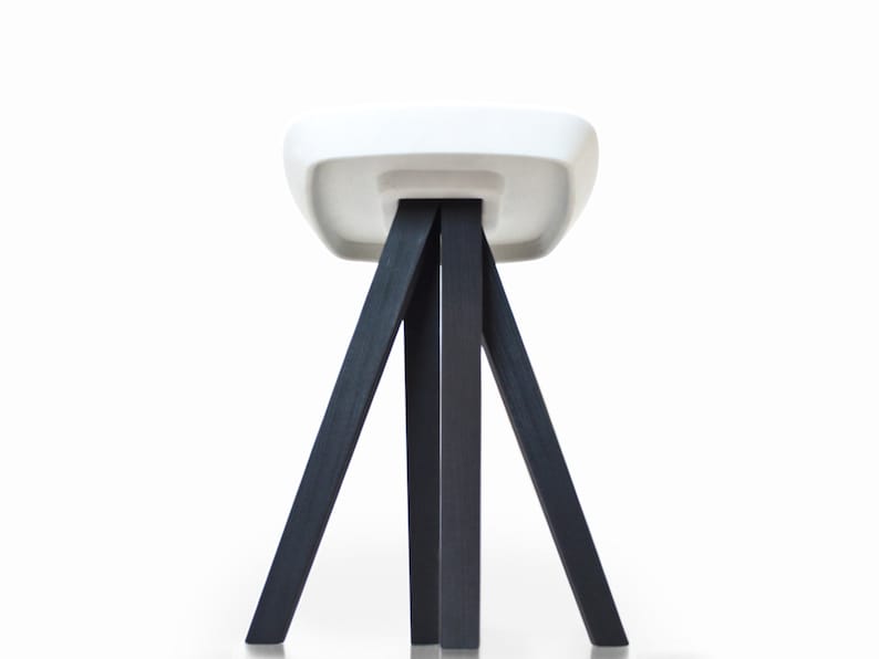 Black burned wood Interlocking assembly without tools Pedestal table bedside table White concrete Stool STOCK