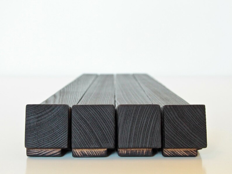 Black burned wood Interlocking assembly without tools Pedestal table bedside table White concrete Stool STOCK