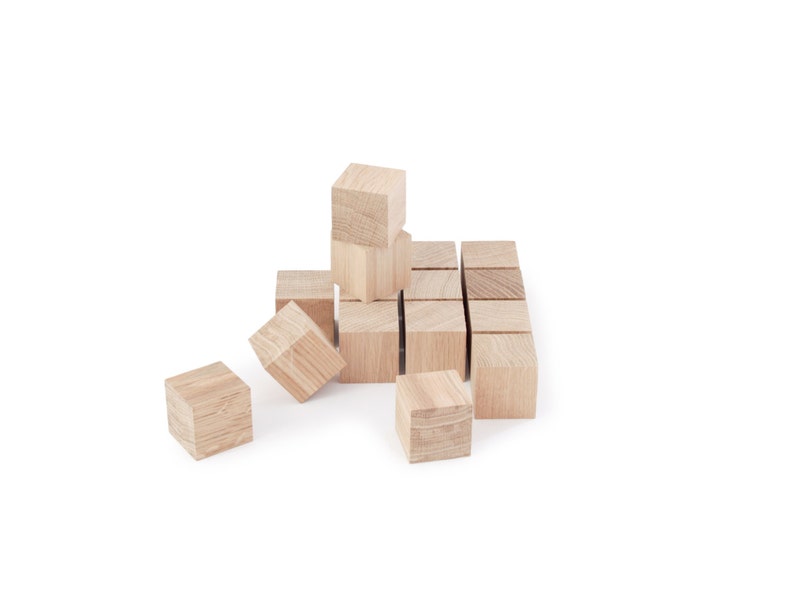 Oak wood cubes for DIY, construction or craft game, set of 16 image 1