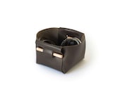 Leather basket dark grey carbon - Small dish - Storage box jewels - Limited edition
