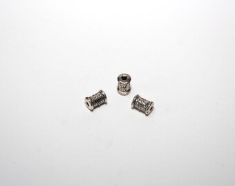 10 Metallperlen 5x7mm Spacer Großlochperlen altsilber Metall Perlen silber 1530