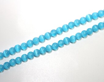 10 Stück Cateye-Glasperle 6mm türkis