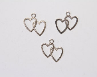 Charm Anhänger HERZ 35mm Farbe antiksilber 3D filigran #S180