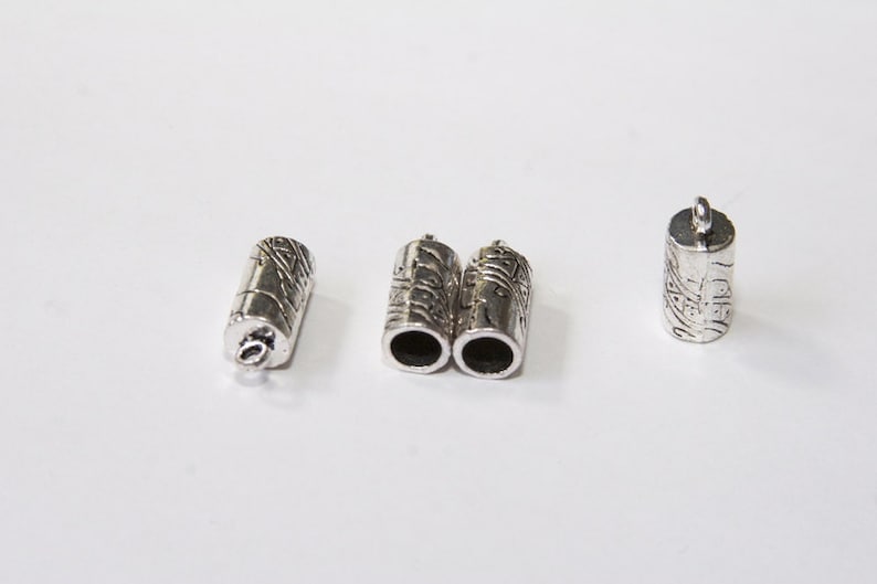 End caps 8x18mm fits for 6mm cords silver tone EK026 10 PCs