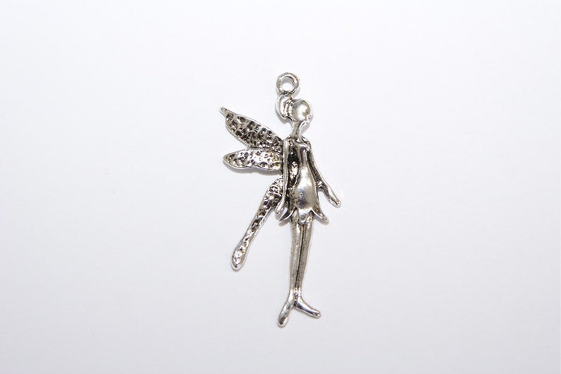 3 St\u00fcck Metall Anh\u00e4nger Charm Elfe Fee antik silber 55x26mm A160