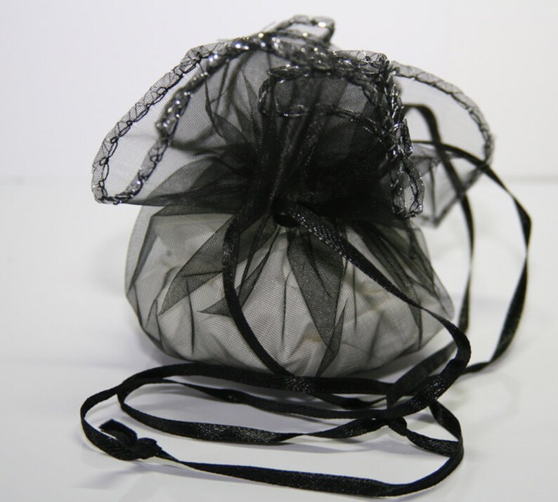 black ca 10 PCs organza bag jewelry bag color \u00d8 26cm OS008