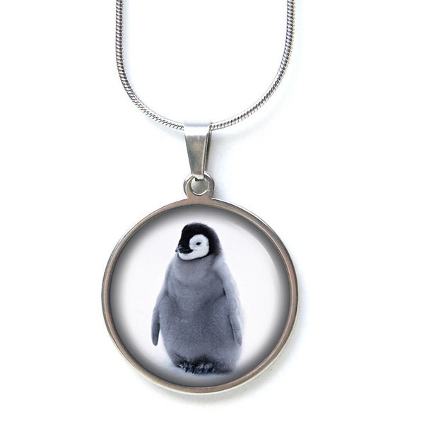 Chaîne en acier inoxydable Pingouin Bébé Pingouins - Idée cadeau par Just Trisha