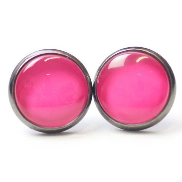 Ohrstecker Ohrhänger Ohrringe knallig pink rosa - verschiedene Größen - Geschenkidee von Just Trisha