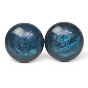 Oorbellen - Clipse - Oorbellen met Polaris Pearl Petrol Blue - Roestvrij Staal - Polaris Sieraden - Gift Idea Just Trisha