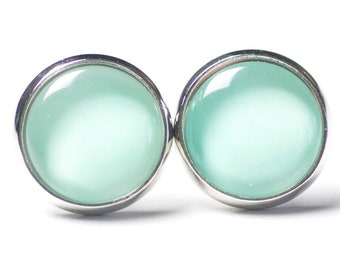 Stud earrings mint green - various sizes - gift idea from Just Trisha