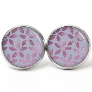 Oorknopjes oorclips vintage bladeren in paars lila