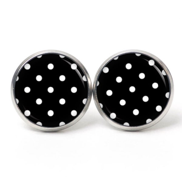 Earrings Earrings Ear clips black white with dots - Gift idea Just Trisha