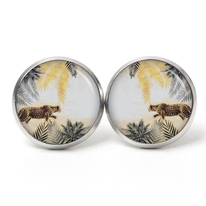 Stud earrings ear clips leopard leopard pattern by Just Trisha