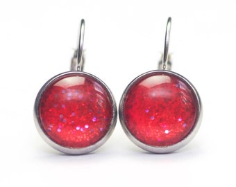 Ohrstecker Ohrhänger Ohrringe rot glitzernd - verschiedene Größen - Geschenkidee von Just Trisha