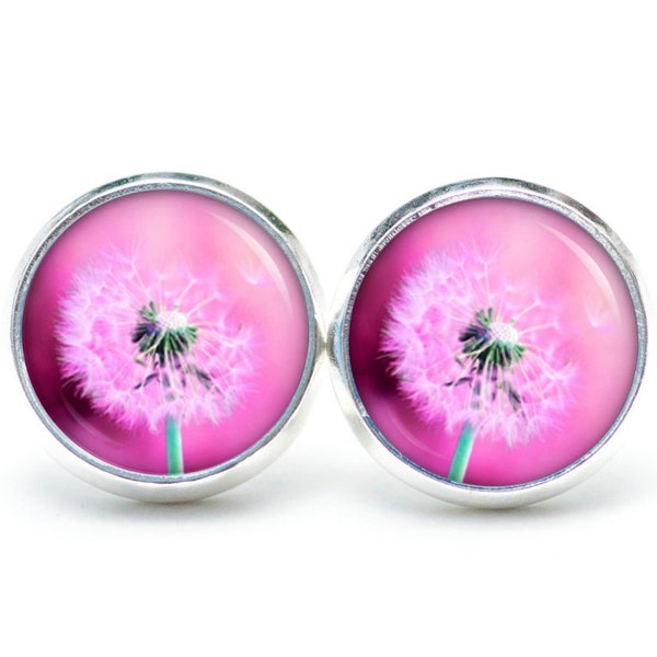 Earrings Earrings Earclips Pink Dandelion - different sizes - Gift idea Just Trisha