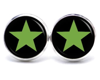 Earrings Earrings Ear clips green black star - different sizes - Gift idea Just Trisha