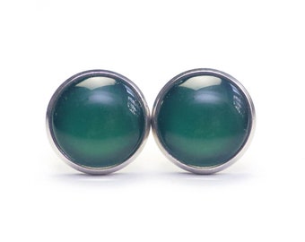 Boucles d'oreilles clous vert foncé - différentes tailles - idée cadeau de Just Trisha