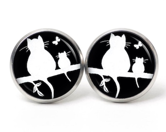 Boucles d’oreilles Pour chats Boucles d’oreilles Clips d’oreilles, chat noir, bébé chat, boucles d’oreilles fille, amour de chat, idée cadeau par Just Trisha