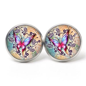Ohrstecker Ohrhänger Ohrclips bunter Schmetterling, Frühling, Ostern, verschiedene Größen