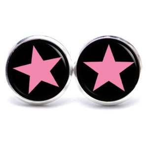 Boucles d'oreilles clips d'oreilles étoile rose noire - différentes tailles - idée cadeau Just Trisha