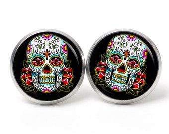 Pendientes clips calavera de colores la catrina- idea de regalo Just Trisha