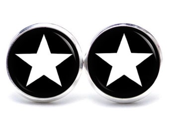 Pendientes Pendientes Pinzas estrella blanco negro - Gift idea Just Trisha