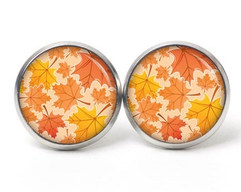 Earrings Earrings Earclips Autumn Leaves Orange Yellow - Different Sizes - Gift Idea Just Trisha