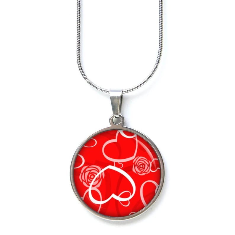 Stainless steel chain heart hearts Valentine/'s Day love red gift idea from Just Trisha