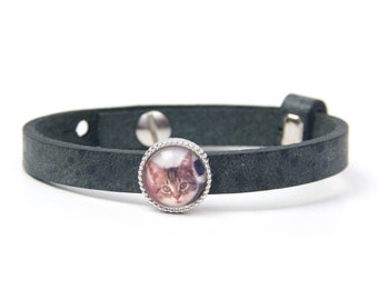 Choice of color, Personalized leather bracelet with photo, photo bracelet, photo jewelry