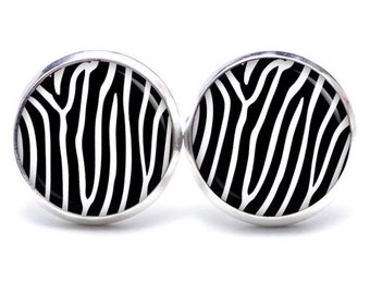 Ohrstecker Ohrringe Ohrclips Zebra Muster Gemustert schwarz weiß Tier - verschiedene Größen - Geschenkidee Just Trisha