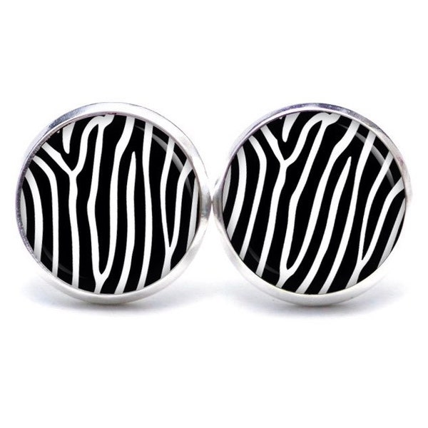 Ohrstecker Ohrringe Ohrclips Zebra Muster Gemustert schwarz weiß Tier - verschiedene Größen - Geschenkidee Just Trisha