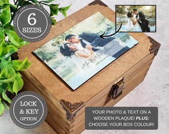 Couples Photo Anniversary Memory Box - Personalised Wood Wedding Anniversary Gift - Wife Husband Photo Keepsake - Boyfriend Girlfriend Gift