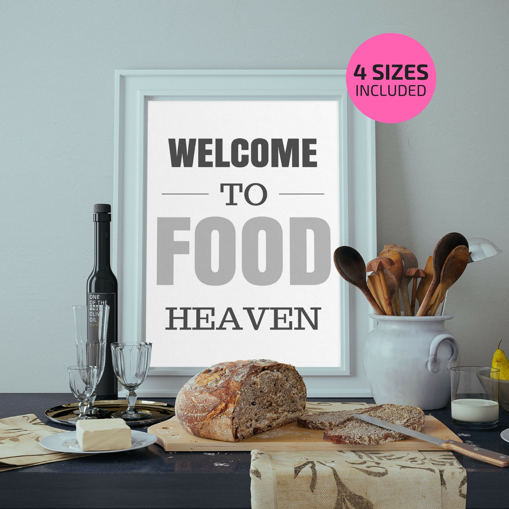 to Food Heaven Poster Sign Restaurant Art Etsy