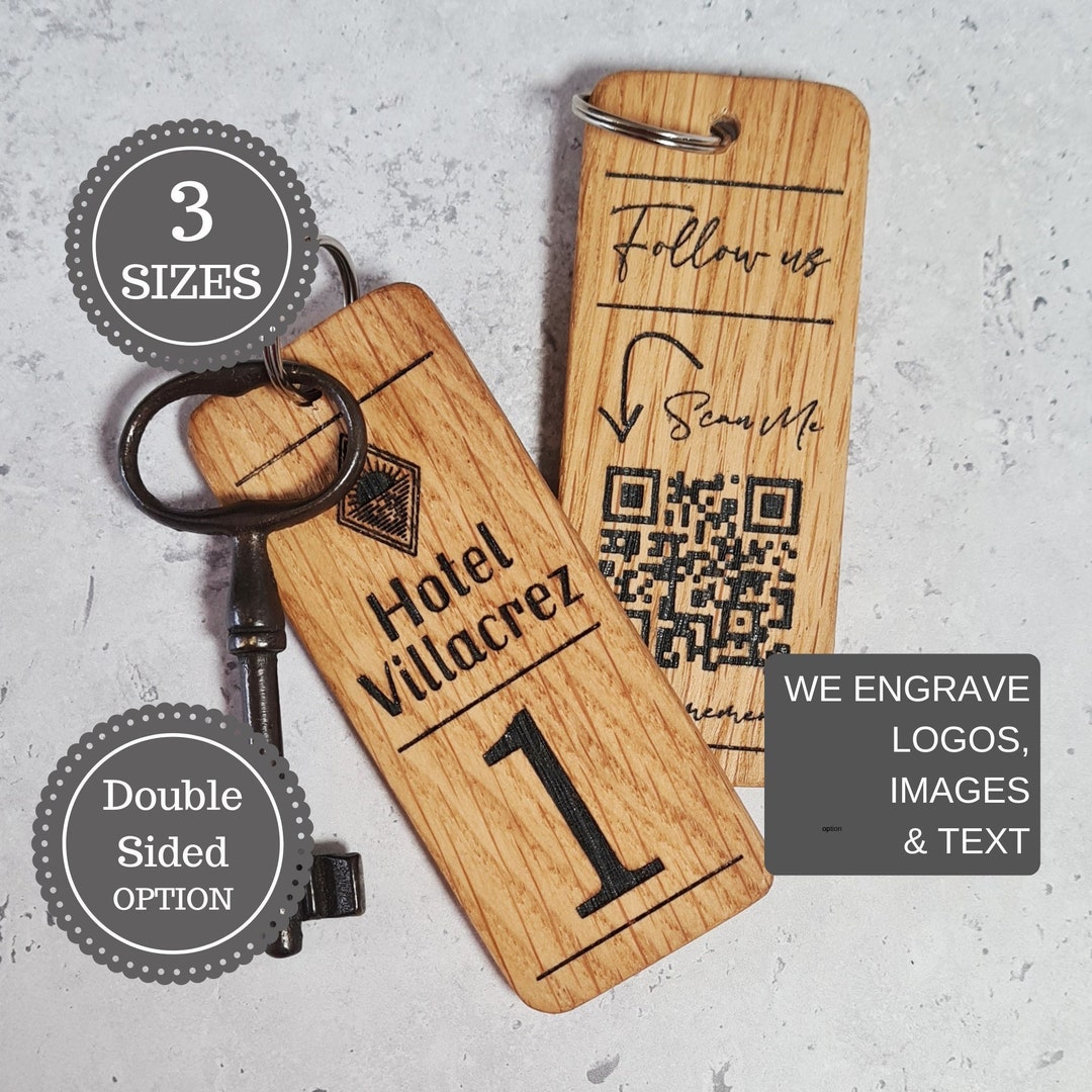Personalised QR Code Keyring Hotel Business QR Keychain Custom Engraved