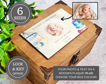 Personalised Baby Photo Keepsake Box - Wooden Baby Memory Box - Newborn Baby Gift - Baby Shower Gift - New Parents Gift - Baby Portrait Gift