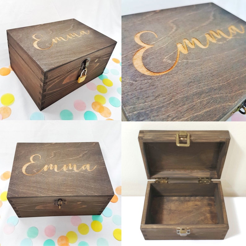 Engraved Name Box Personalised Wooden Box Keepsake Memory Etsy