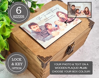 Family Photo Keepsake Box - Family Portrait Gift - Personalised Wooden Memory Box - Gift for Mum - Gift for Dad - Birthday Anniversary Gift
