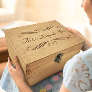 Personalised Engraved Wooden Box - Wooden keepsake box - Personalised box With Lock - Jewellery Ring box - Engraved Name Box - Pine Box
