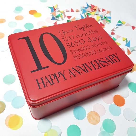 Personalised 10th Anniversary Gift Tin Box Tin Wedding Etsy