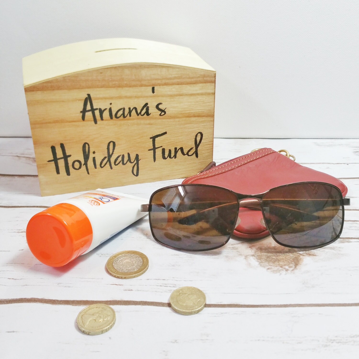 Personalised holiday money box Wooden vacation fund box Etsy
