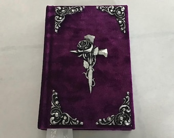 Christian blank prayer journal with cross and sparkling Crystal gems handmade