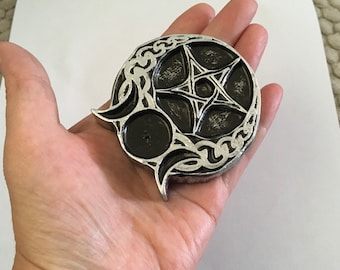 Triple moon pentagram Incense Holder