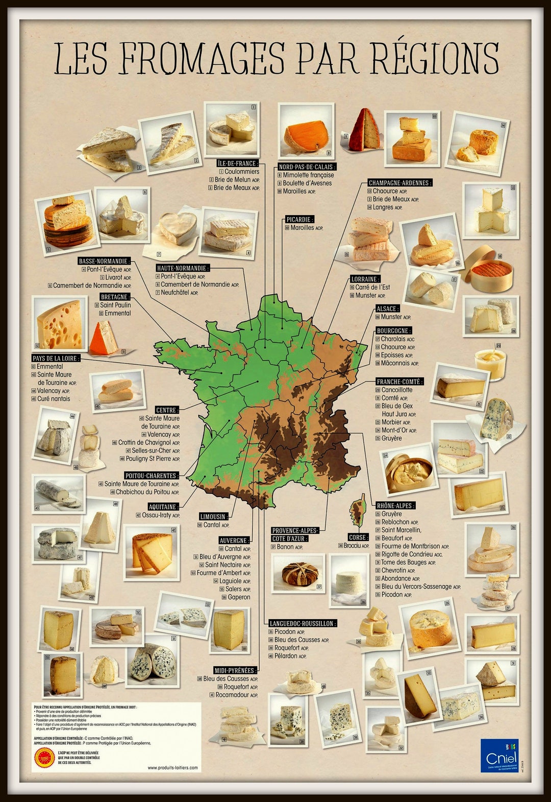 Art Print French Cheese Map Poster Print Etsy