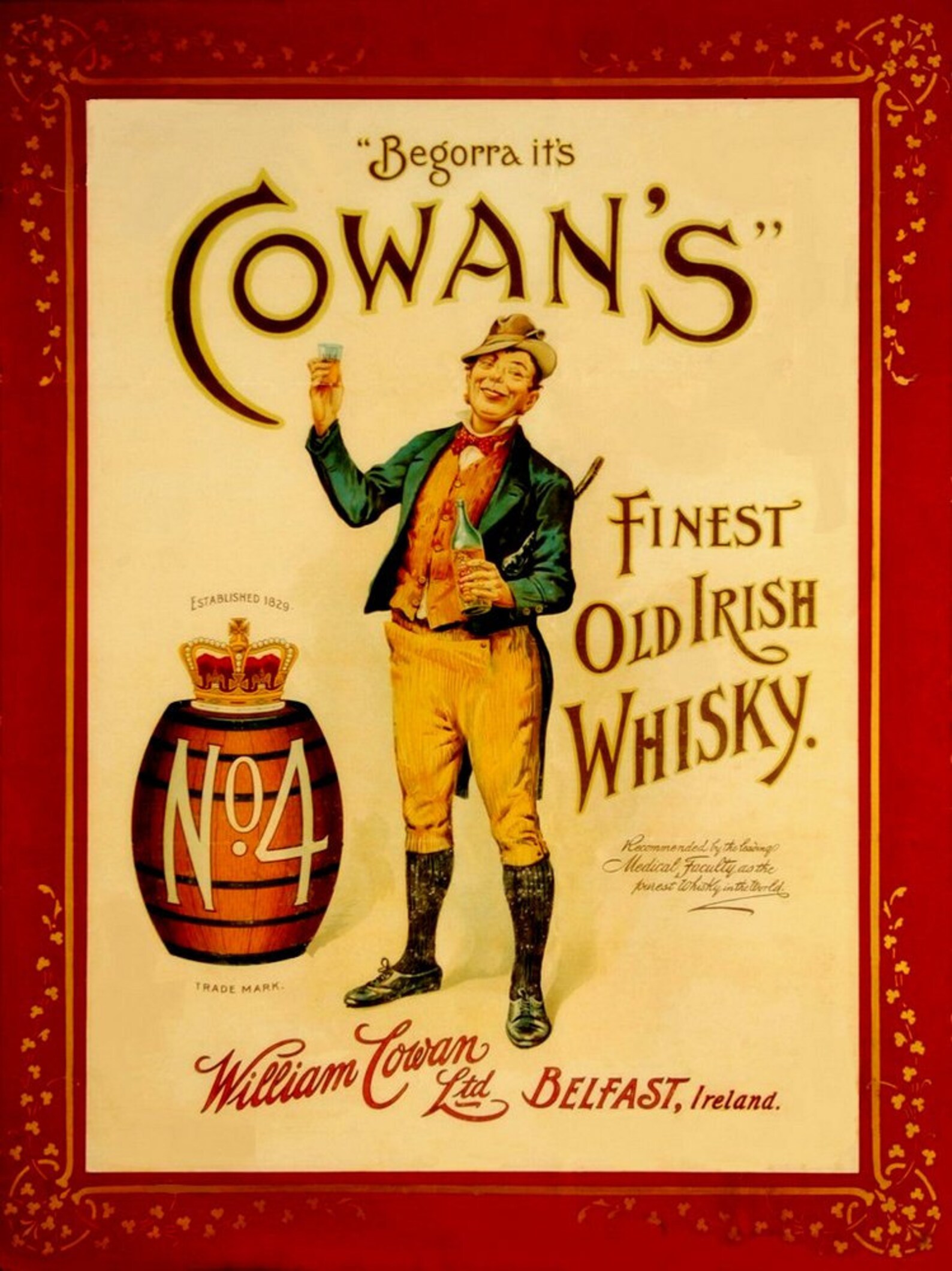 Art Print Ireland Cowan's Irish Whiskey Advert Poster Etsy