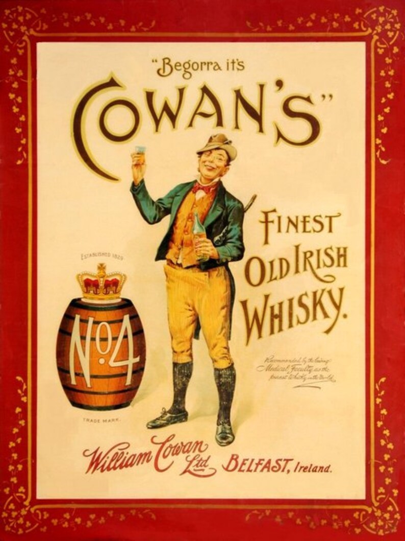 Art Print Ireland Irish Whisky Advert Poster Print 1900s Etsy