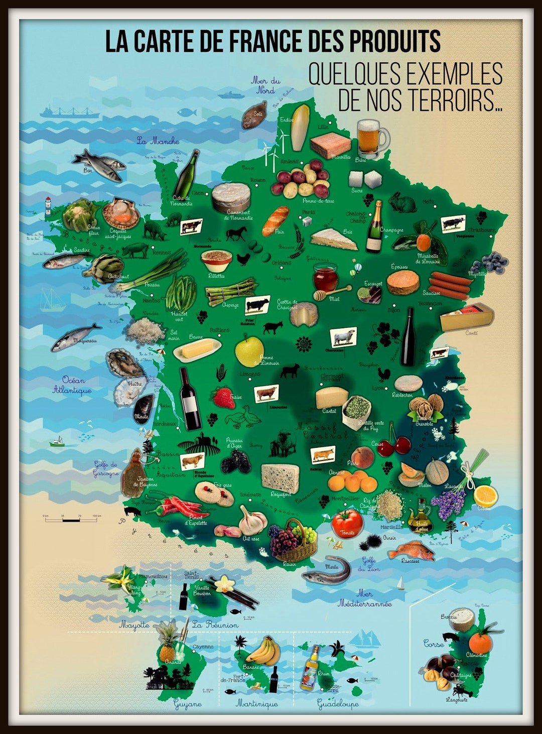 Art Print French Food Map Poster Print - Etsy
