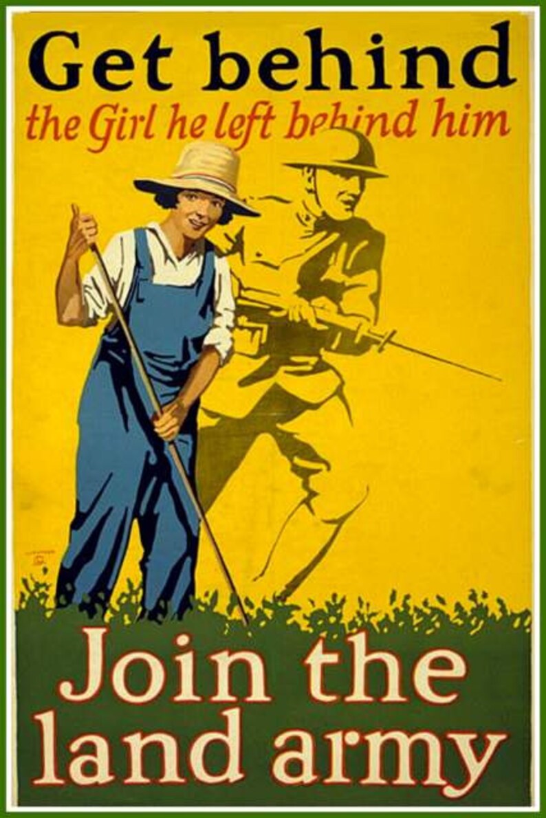 Art Print Womens Land Army Poster 191418 WW1 Print 8 x 10 Etsy