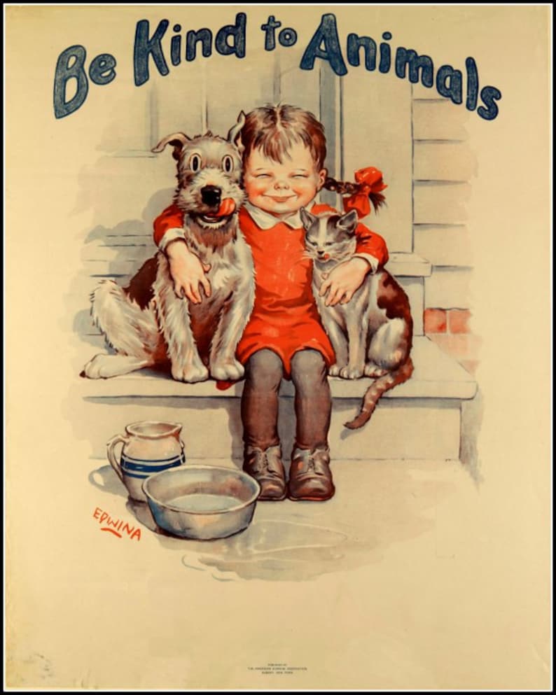 Art Print Animal Welfare Cat and Dog Poster 1940 Print 8 x 10 Etsy