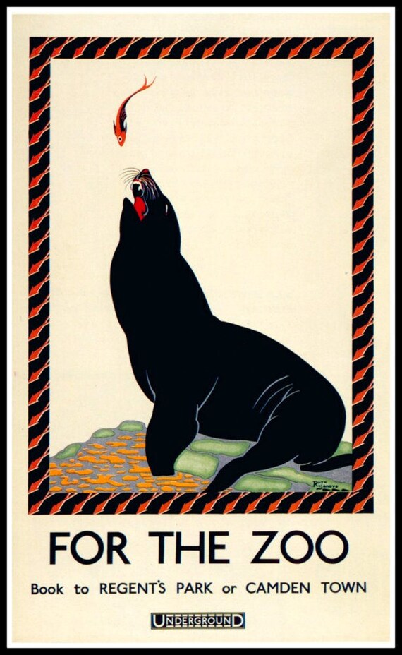 Vintage 1921 London Zoo Penguins Poster A4//A3//A2//A1 Print