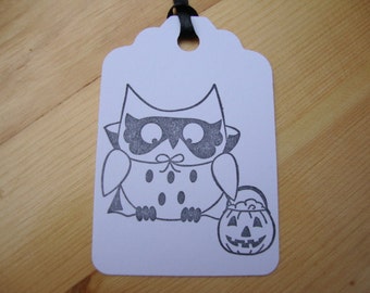 Halloween Tags - Qty: 12 - Owl Tags - Treat Tags - Gift Tags - Hang Tags